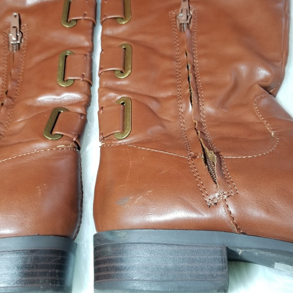 Justfab Dark Tan Over Ankle Boots - Picture 8 of 8